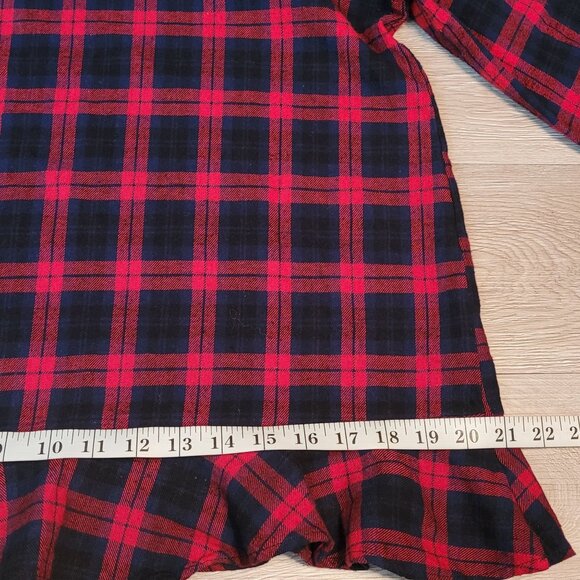 WHITE BIRCH Top Womens L Flannel Plaid Ruffle Hem Bell Sleeve Boho Cottagecore - Picture 8 of 10